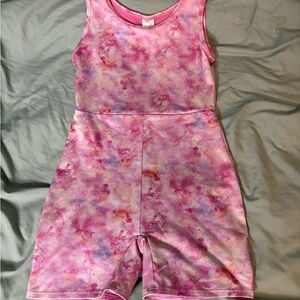 Cat & Jack Pink and Purple Tie-Dye One Piece Shorts Swimsuit